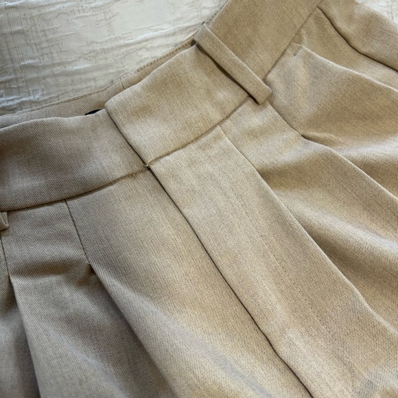 Simons Icone Tan Pleated Trousers, Pleated barrel-leg pant sand color - Picture 4 of 10